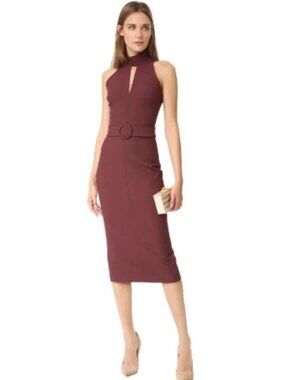 NWT $395 Cinq à Sept Juniper Belted Dress Rum Raisin Size 8